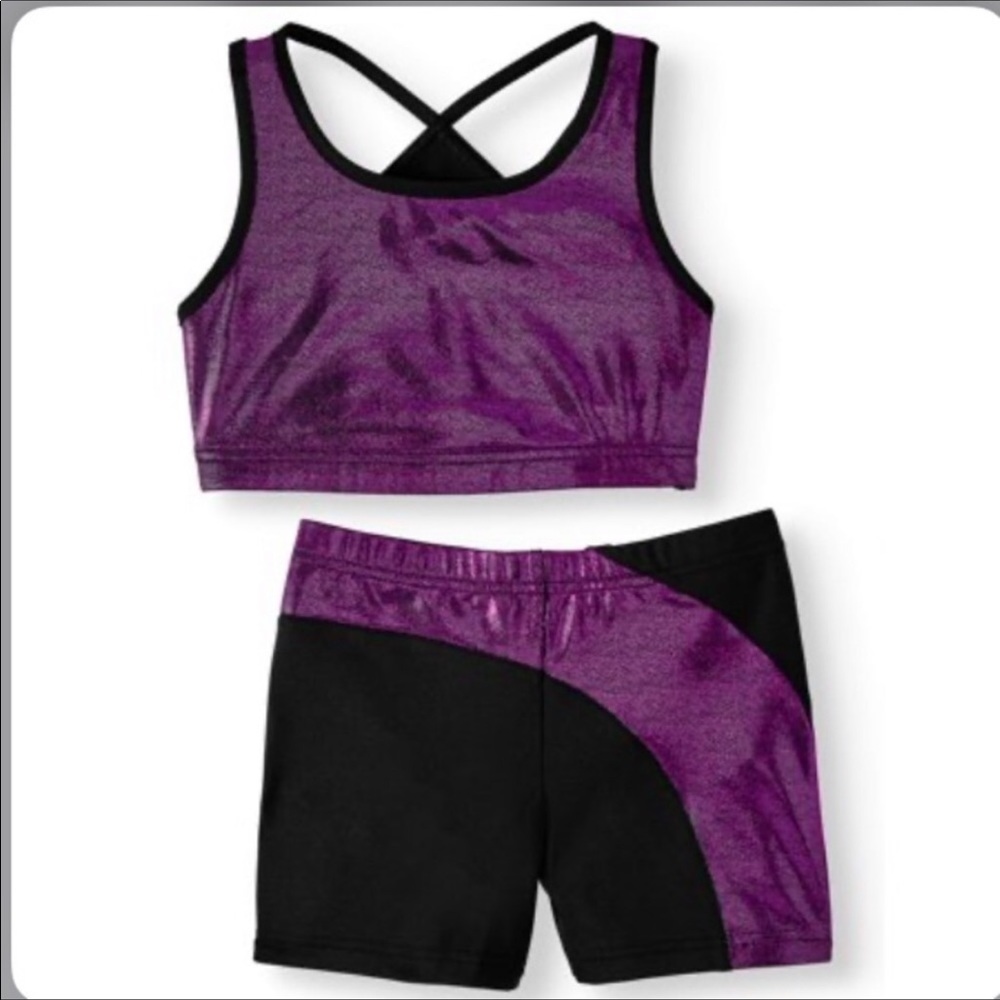 💜Danskin Now Girls Bra Top & Short 2 Piece set